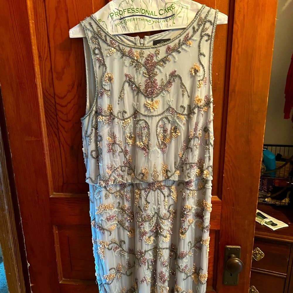 Adrianna Papell beaded knee length gown